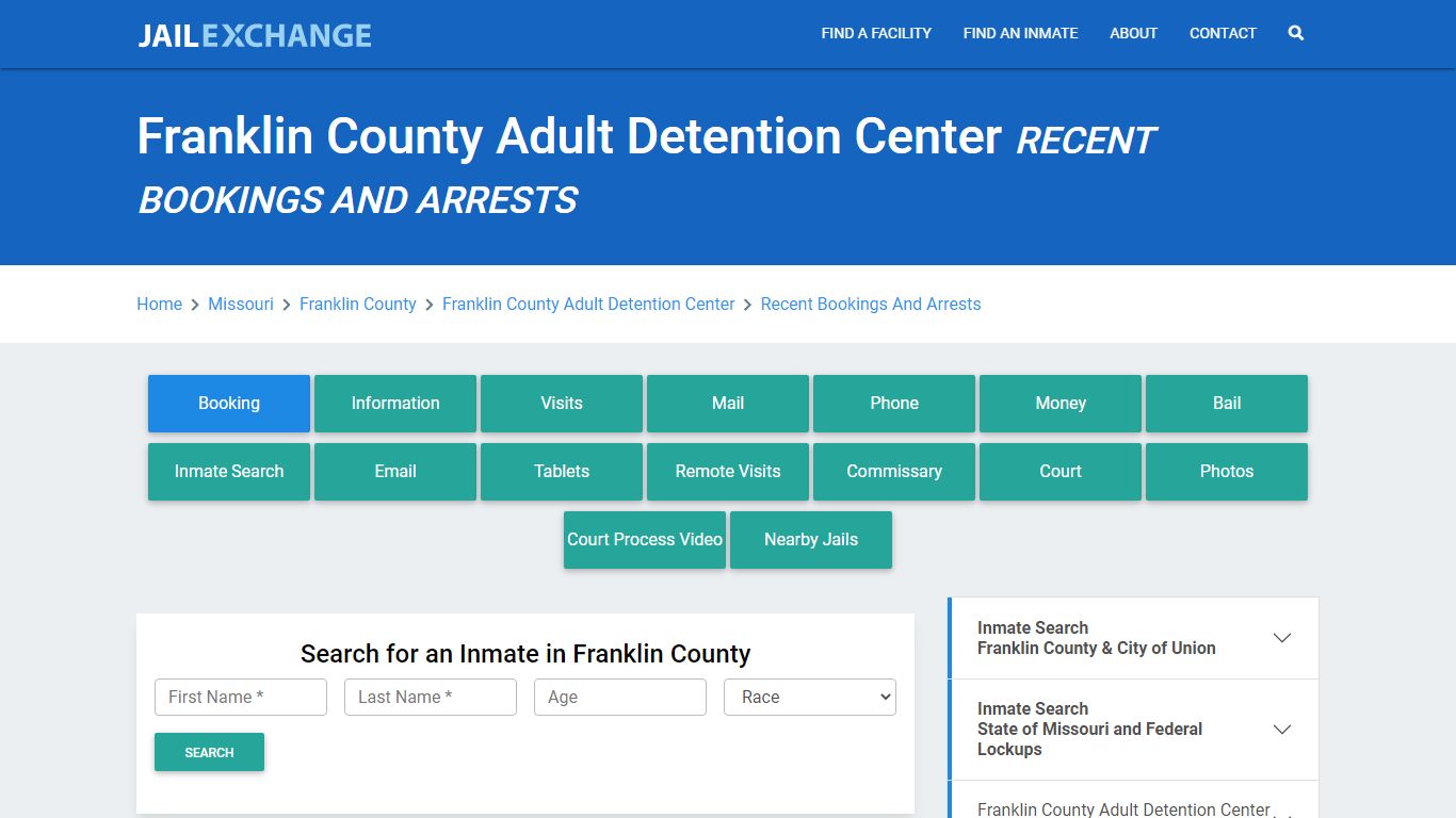 Franklin County Adult Detention Center MO Recent Arrests and Bookings